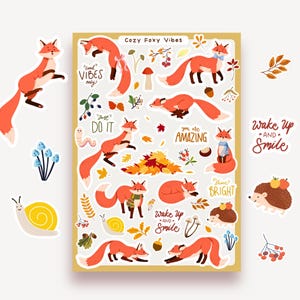 Feuille d'autocollants renard A5 automne mignon Bullet Journal coffret cadeau Sticker pour ordinateur portable feuilles d'automne ludique animaux confortables Illustration Sticker produits laitiers
