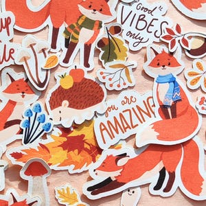 Feuille d'autocollants renard A5 automne mignon Bullet Journal coffret cadeau Sticker pour ordinateur portable feuilles d'automne ludique animaux confortables Illustration Sticker produits laitiers