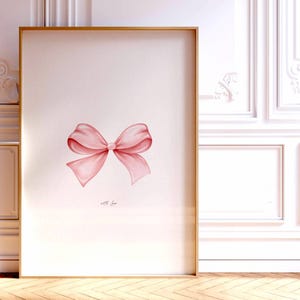 Bow Wall Art Pink Art Print Trendy Art Prints Aesthetic Poster Ribbon Wall Art Pink Wall Art Trendy Digital Print Preppy Dorm Preppy Print