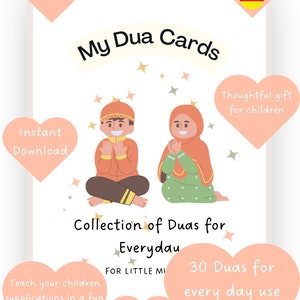 Zestaw 30 kartek z modlitwami islamskimi dla dzieci | Do druku | Kolorowe karty z modlitwami islamskimi | Angielski | PDF | Natychmiastowe pobranie