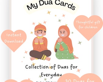 Set of 30 Islamic Dua Cards for Children|Printable|Colorful Cards with Islamic Supplications | English |PDF| Instant Download