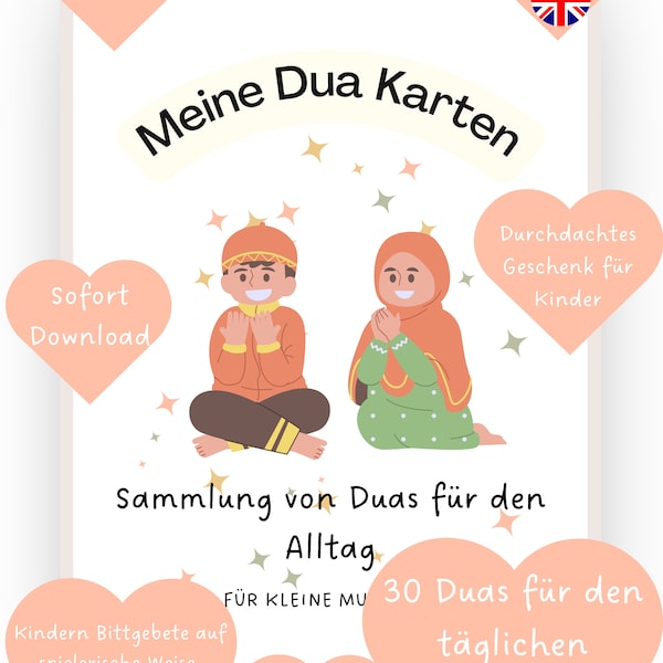 30 Islamische Dua Karten für Kinder |zum Ausdrucken| Bunte Karten mit Islamischen Bittgebeten | Deutsch | PDF|Sofortiger Download