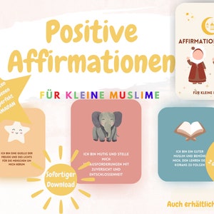 30 Islamische Affirmationskarten für Kinder|zum Ausdrucken|Positive islamische Bestärkungen|Deutch|PDF| 2 Grande| Niedliche & Bunte Karten