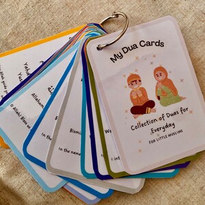 Dua Karteikarten für Kinder | Gedruckt und laminiert | Wird montiert mit ClipRing |Personalisierung|Geschenk für Ramadan und Eid| Deutsch oder Englisch