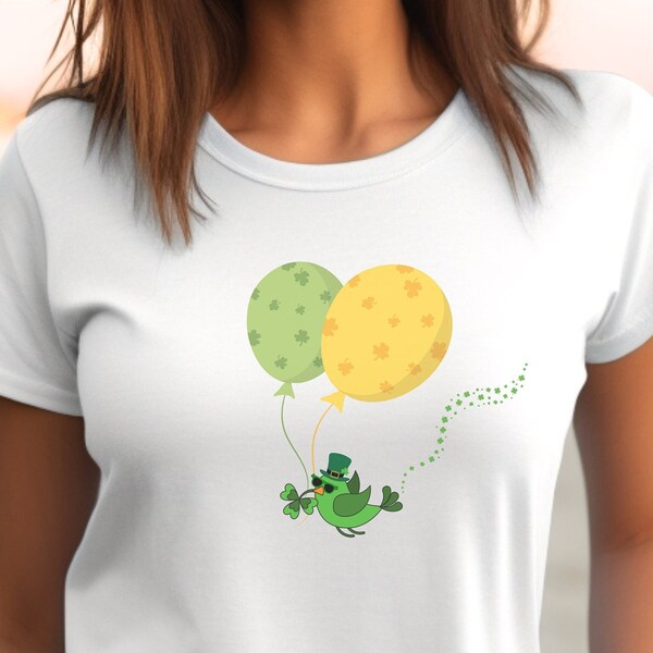 Unisex St Patrick's Day T-Shirt, Cute Bird St Patty's T-Shirt, Lucky Apparel, Shamrock Graphic Tee, Clover Shirt, Irish Top, Couple Tee