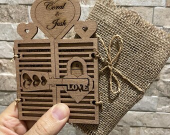 Rustic Wedding Invitations | Wooden Invitation Set | Tropical Wooden Wedding Invitations | Wooden Invitations | Wood Custom | Wooden Design