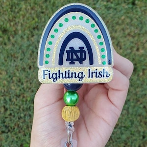 Football Inspired Boho Rainbow Interchangeable Badge/Retractable Reel/ID Holder