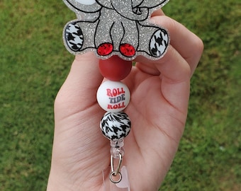Houndstooth Elephant Interchangeable Badge/Retractable Reel/ID Holder