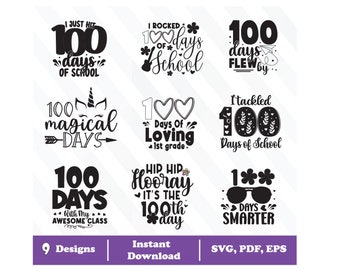 100 日間の学校 SVG バンドル