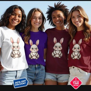 Cute Bunny Illustration T-Shirt, Adorable Baby Rabbit Drawing Tee, Sweet Rabbit Graphic Shirt, Fun Bunny Lover Gift Top