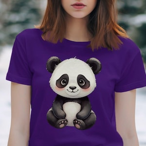 Camiseta con estampado de oso panda, camiseta de panda de dibujos animados, adorable camiseta de panda, regalo para amantes de los animales, ropa para amantes de los pandas, ropa divertida de panda