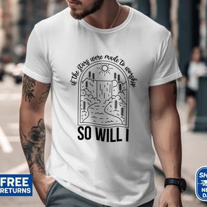 Inspirational Mountain Scene Graphic Tee, Nature Lover&#39;s T-Shirt, Outdoor Adventure Shirt, Positive Message Tee