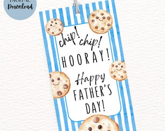 Galletas con chispas de chocolate para el Día del Padre, ¡Feliz Día del Padre! ¡Chips Chip Huraray! Regalo para el Día del Padre, Etiqueta para galletas para papá (Descarga digital)