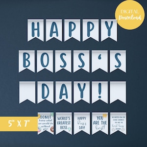 Happy Boss’s Day Bunting Banner - Best Boss Ever Party Decor, Pennants & Ribbon Included