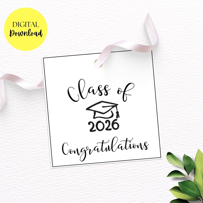 Class of 2026 Congratulations Gift Tag, 2.5" X 2.5" Congratulations ...