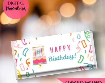 Afdrukbare verpakking Happy Birthday candybar (pdf)
