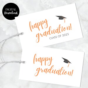 Happy Graduation Gift Tags 2&quot; x 3.5&quot;, Thank You Tags, Graduation Gifts, Class of 2025, High School Graduation, Elementary School Graduation