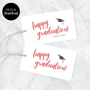 Happy Graduation Gift Tags 2&quot; x 3.5&quot;, Thank You Tags, Graduation Gifts, Class of 2025, High School Graduation, Elementary School Graduation