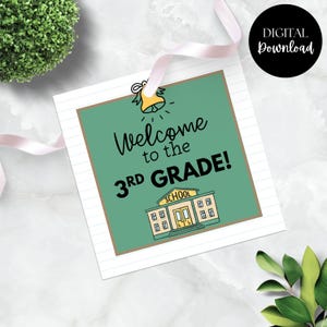 Welcome to the 3rd Grade Gift Tag 3&quot; x 3&quot;, Back to School Party, New Teacher Gift, First Day of School Treat, Meet the Teacher Gift for Kids