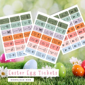 Printable Easter Coupons, Easter Egg Fillers, Easter Egg Hunt Coupons, Easter Egg Tokens, Easter Bunny Tickets, Easter Egg Tickets for Kids