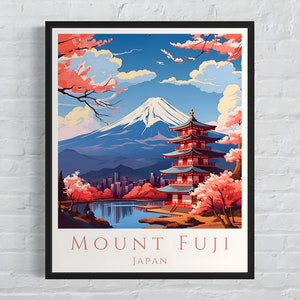 Stampa di viaggio del Monte Fuji, Poster di viaggio in Giappone, Stampa del Monte Fuji, Stampa di viaggio giapponese, Decorazione della parete giapponese, Download digitale, Arte della parete stampabile