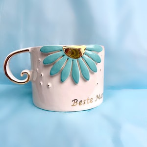 Mug en céramique fait main Best Mom ou Anne avec carte de vœux et bracelet marguerite image 6