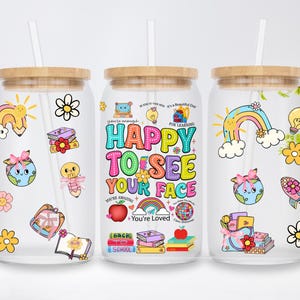 Teacher tumbler 16oz Libbey Glass Can Sublimation Design, Cute Teacher Glass Wrap, Teacher Appreciation Gift, back to school