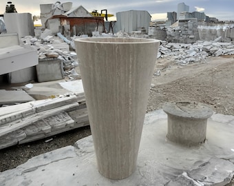 Custom Order Medium Pedestal Travertine Marble Sink,Freestanding Sink/Wash Basin,Colored Sink,Hand Carved Sink,Bathroom Table Top Sink