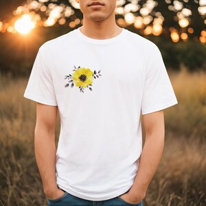 Flower t shirt, white t shirt, Men&#39;s shirt, shirt, flowers shirt, flower design shirt, cool design shirts, shirt with flower, flower shirt.