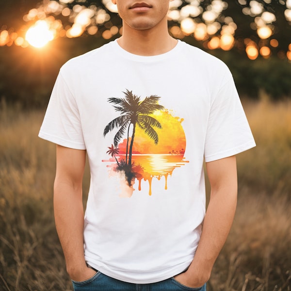 Sunset Shirt, Men T-shirt, White T Shirt, Sunset White T Shirt, T Shirt