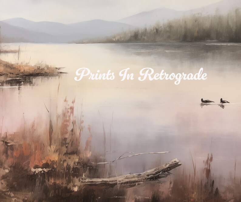 Lake Loons Oil Painting - Printable Digital Art - Vintage Style ...