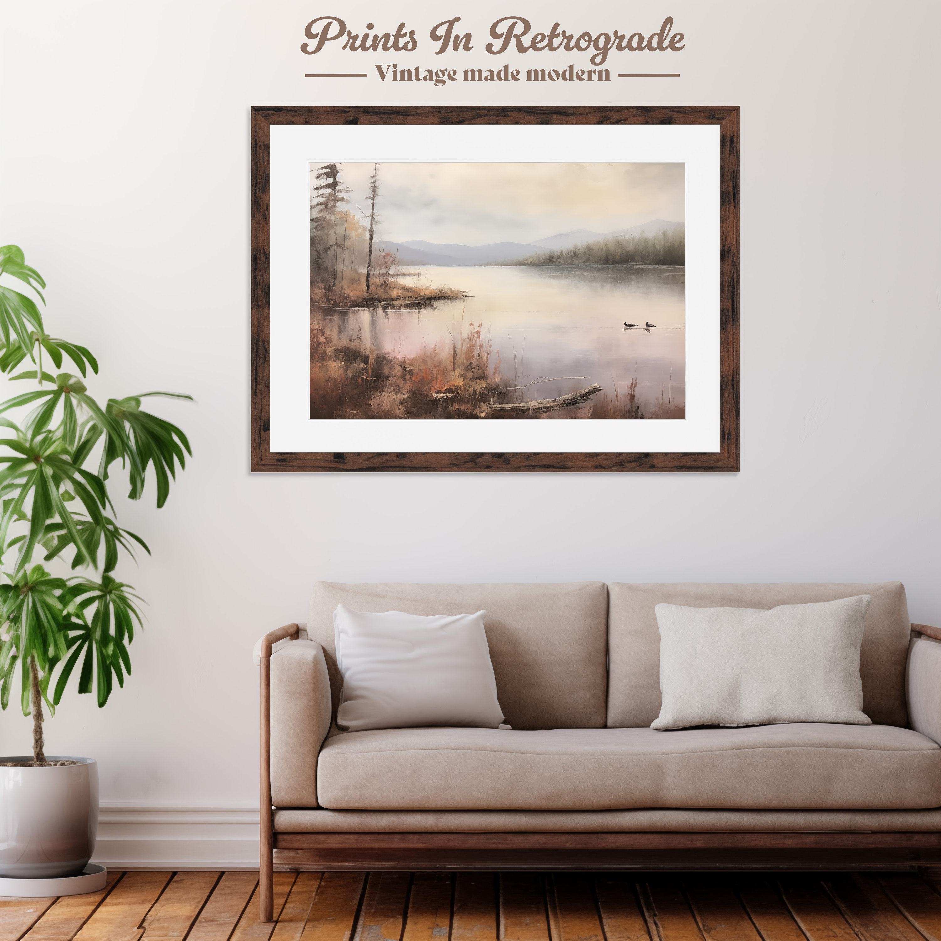Lake Loons Oil Painting - Printable Digital Art - Vintage Style ...