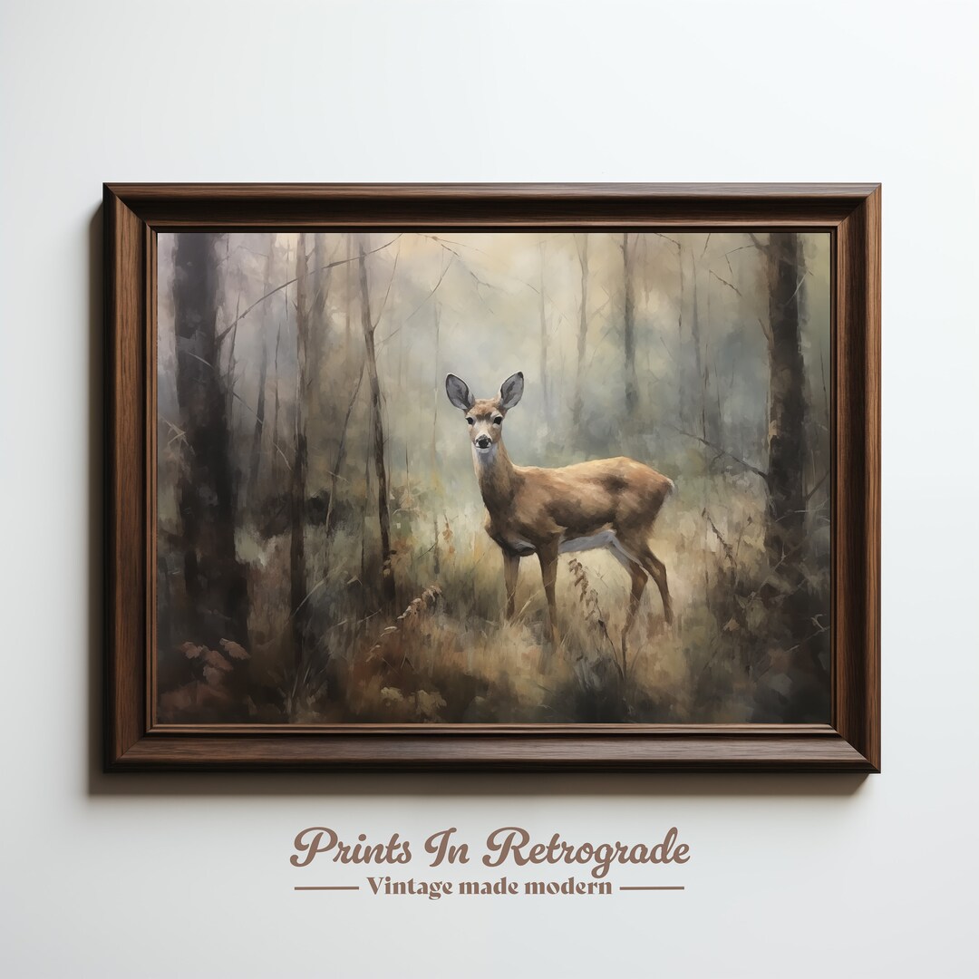 White Tail Deer Vintage Hunting Print - Oil Painting - Digital Print ...