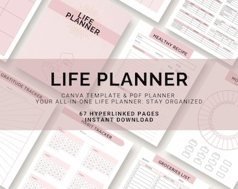 Digital Life Planner Printable, Editable Planner Template, Home Organisation, Life Tracker, Routine Planner, Instant Download PDF