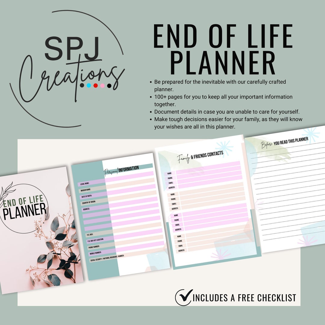 End of Life Digital &amp; Printable Planner, Organize Your Death, Last Wishes, Estate Planning ...