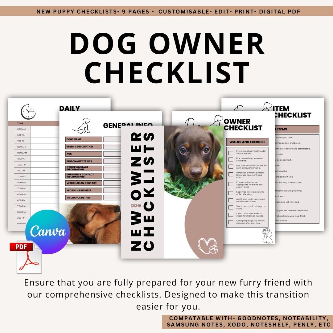 New Puppy Checklist | Editable Puppy Care for First-time Dog Owners ...