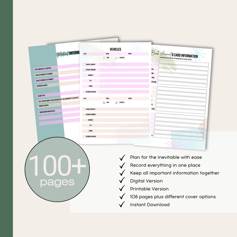 End of Life Digital &amp; Printable Planner, Organize Your Death, Last Wishes, Estate Planning ...
