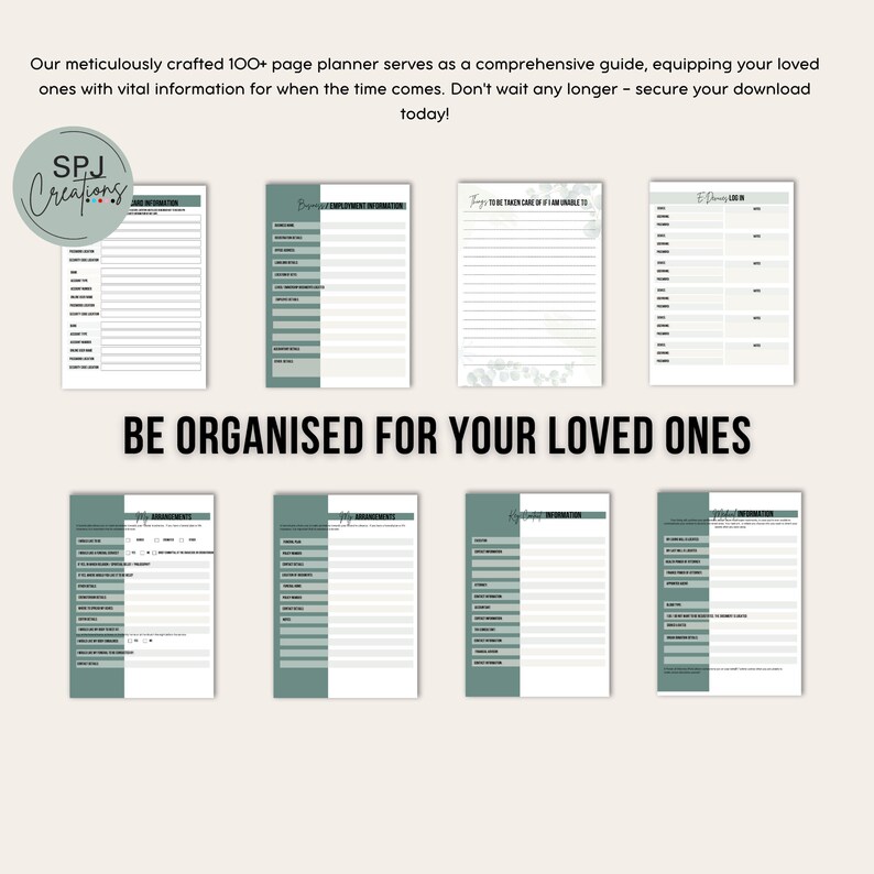 Life &amp; Legacy Digital Printable Planner, Organize Your Death, Last Wishes, Estate Planning ...