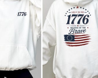 1776 American Flag Hoodie, Patriotic Women Hoodie, Vintage Independence Day Pullover, 4th of July BBQ Outfit