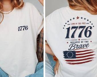 Comfort Colors 1776 American Flag Shirt, Patriotic Women T-shirt, Vintage Independence Day Tee, 4th of July BBQ Outfit
