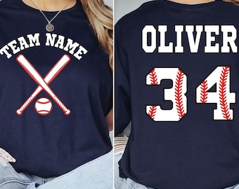 Custom Team Name Baseball Shirt, Personalized Gameday Baseball Tee, Custom Front Back Shirt