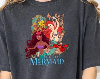 Comfort Color Retro Vintage Ariel The Little Mermaid Shirt, Ariel Mermaid Shirt,Disney Princess Shirt,Retro Ariel Shirt,Ariel Flounder Shirt