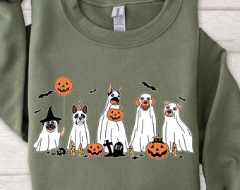 Halloween Dog Sweatshirt, Ghost Dog Sweatshirt, Сute Ghost Dog Sweatshirt, Halloween Sweatshirt Women, Dog Lover Gift,Spooky Season,Dog Gift