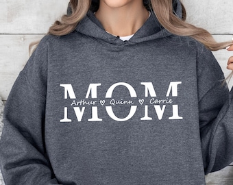 Mom With Kids Hoodie, Custom Mom Shirt With Kids Names, Custom Mom Hoodie, Mothers Day Hoodie, Mothers Day Gift, Personalized Mom Hoodie