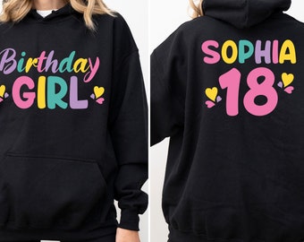 Custom Birthday Girl Hoodie, Girls Birthday Hoodie,Birthday Toddler Hoodie,5th Birthday Hoodie, Personalized Birthday Girl Party Hoodie Gift