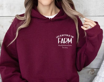 Farm Est Custom Hoodie, Customizable Farm Name Est Hoodie, Life Is Better On The Farm Tee, Farm Matching Family Hoodie, Pocket Farmer Hoodie