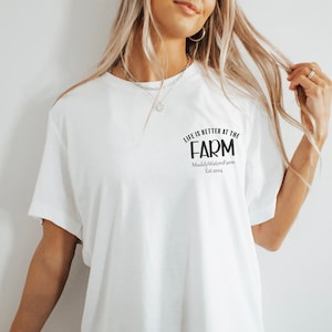 Farm Est Custom TShirt, Customizable Farm Name Est Shirt, Life Is Better On The Farm Tee, Farm Matching Family Shirt, Pocket Farmer Shirt
