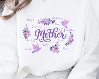 Inspiring Motherhood Sweatshirt, Saying Mother's Day Sweater, Watercolor Flower Mom Pullover, Gift for New Mom
