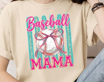 Comfort ColorComfort Colors Baseball Mom T-Shirt, Mother's Day Gift for Sports Mom, Coquette Baseball Mom Shirt