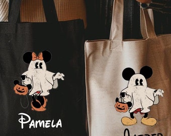 Personalized Halloween Ghost Bag ,Custom Disney Halloween Tote Bag ,Trick or Treat Bags, Spooky Bag, Mickey Tote Bag,Disney Trip Gift